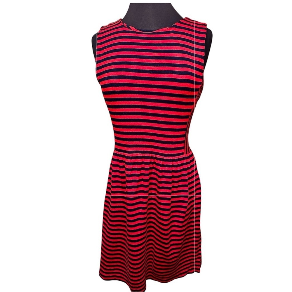 J.Crew Dress M 8 / 10 Ponte Knit Stretch Red: blue stripe